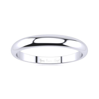 Platinum 3MM Heavy Tapered Ladies and Mens Wedding Band, Size 8